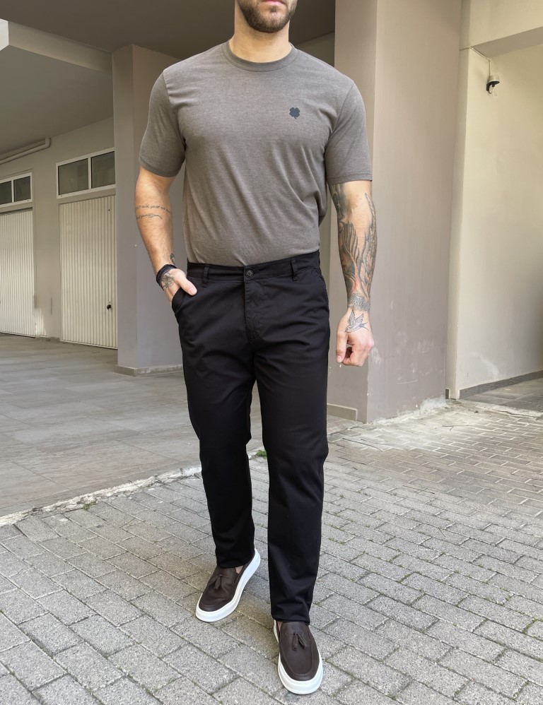 Ανδρικό μαύρο παντελόνι καπαρντίνα Chinos BO2909 φωτογραφία